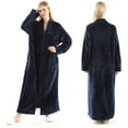 thumbnail image 2 of Oksun Womens Zip up Bathrobes Long Plush Fleece Warm Dressing Robe Navy L, 2 of 5