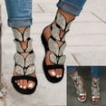 thumbnail image 2 of Huanledash Women Summer Casual Flat Non-slip Open Toe Butterfly Rhinestone Sandals Shoes, 2 of 7
