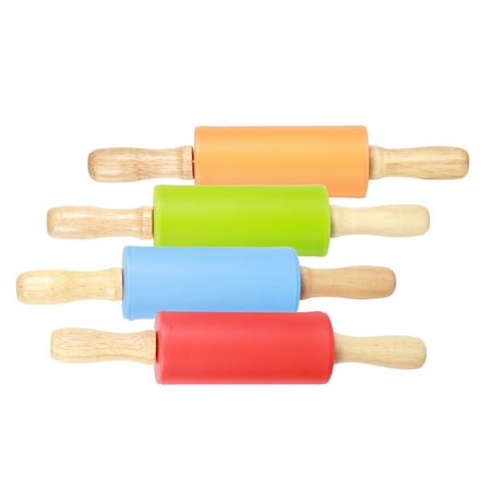 Spptty Mini Rolling Pin,4PCS Mini Rolling Pin Wooden Handle Non‑Stick ...