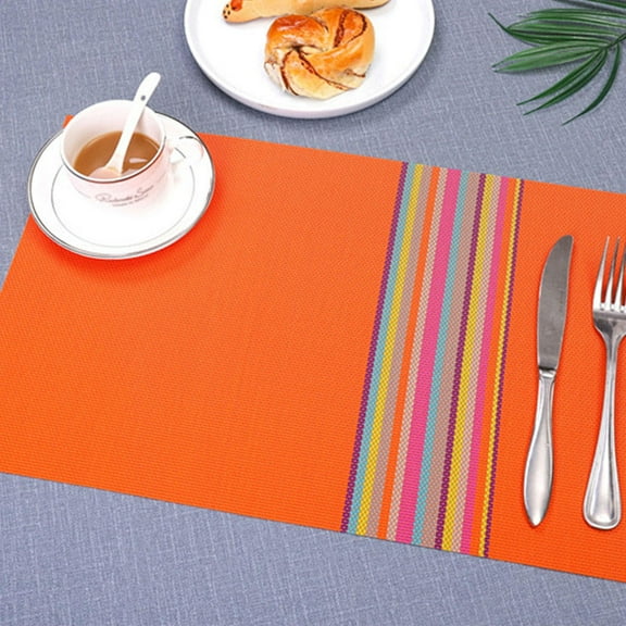 YOSADIER PVC Placemats for Dining Tables Orange 6Pcs 17.7X11.8In