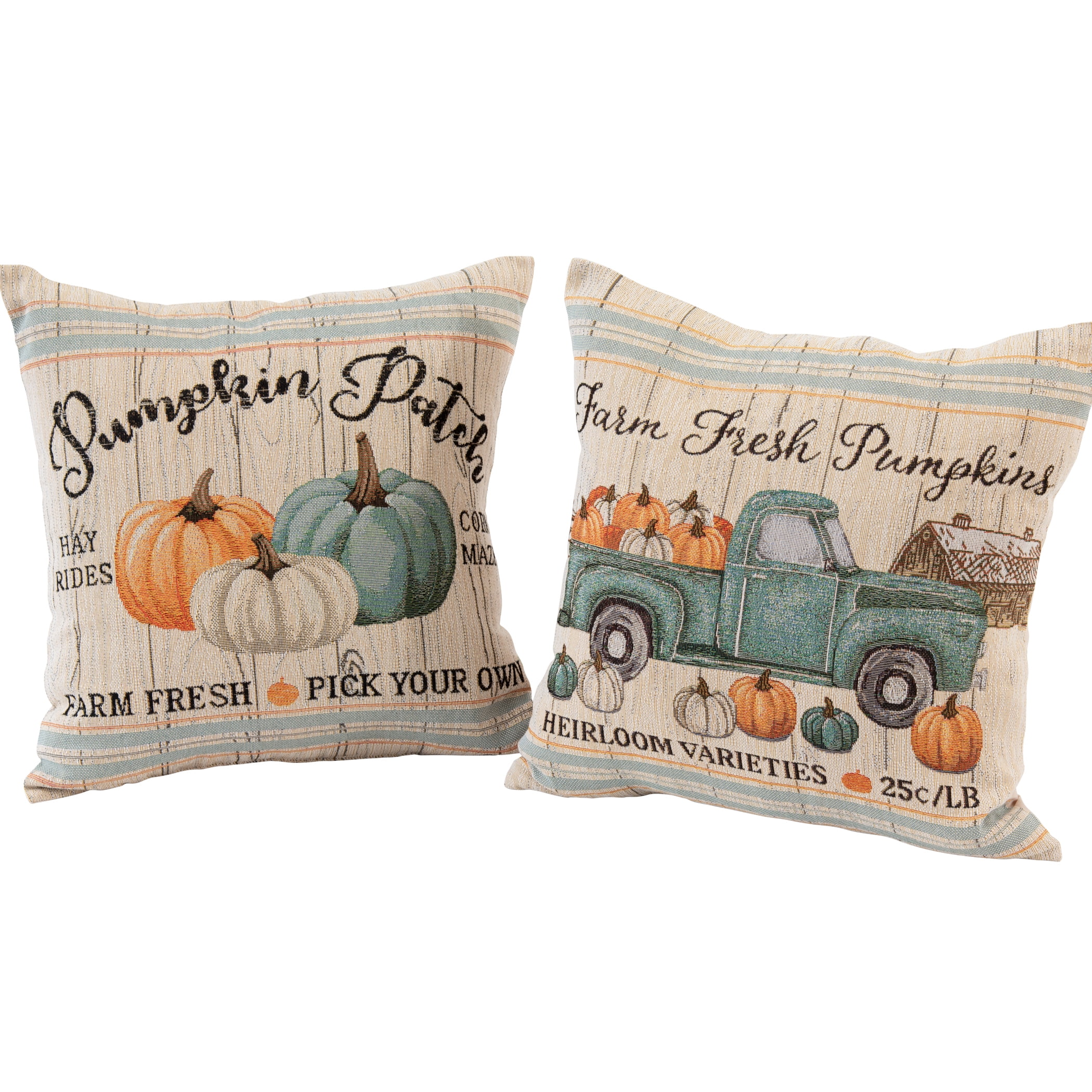 Cute & Sassy Custom Designs Birthday 2 Tractors Pumpkin Theme Fun Fall Throw Pillow Cow Multicolor 16x16 