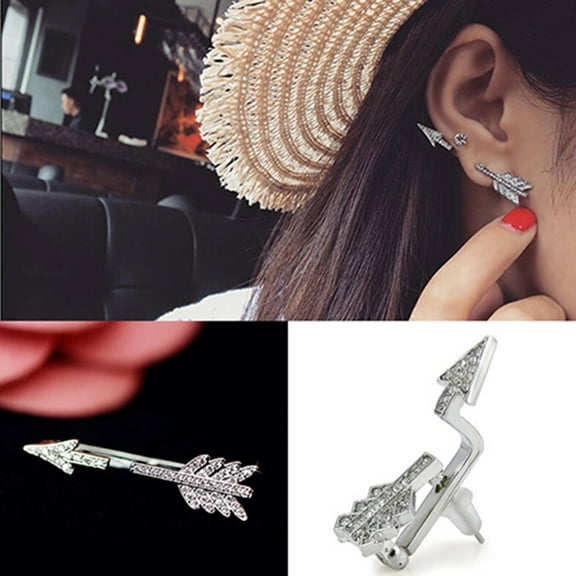 Yesbay 1Pc Bow Arrow Shaped Cool Ear Stud Women's Earring Punk Jewelry-