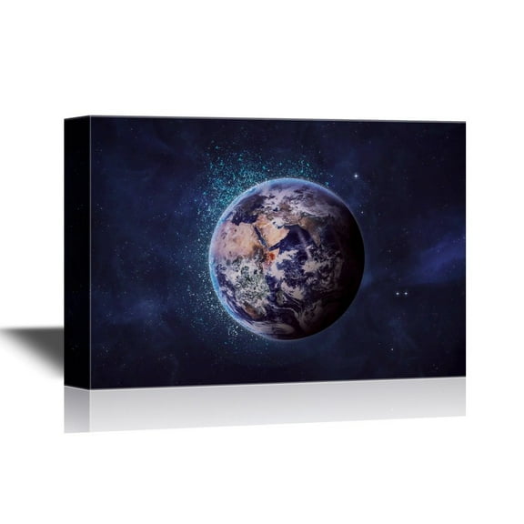 wall26 - Astronomy Canvas Wall Art - Planet Earth Viewed from The Outer Space - Gallery Wrap Modern Home Art | Ready to Hang - 16x24 inches