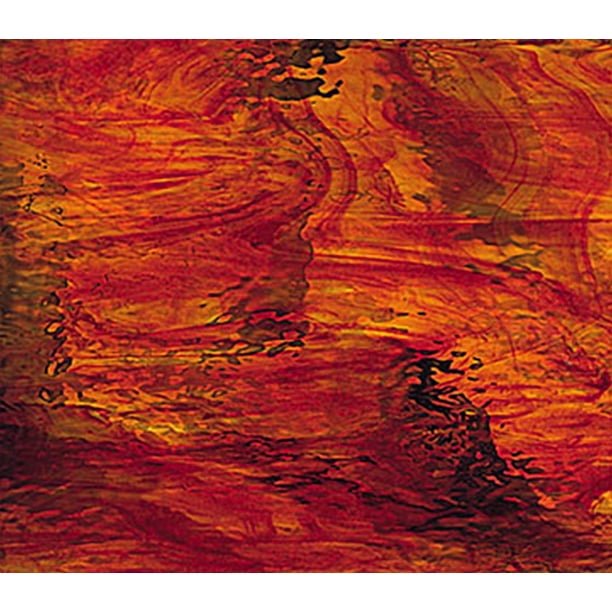 OCEANSIDE STAINED/FUSING GLASS SHEETS RUBY RED/AMBER WATERGLASS FUSI