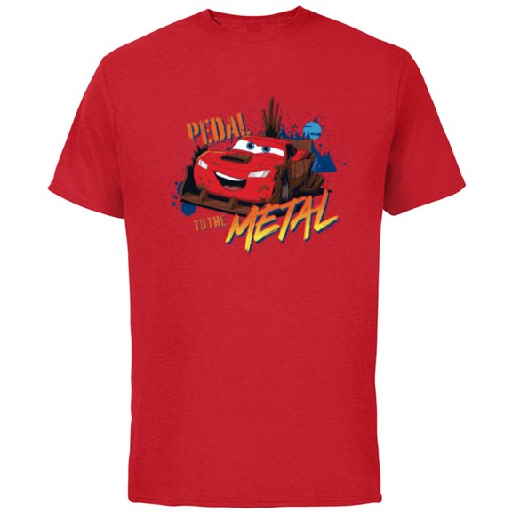 Disney PIXAR Cars on the Road Pedal to the Metal - Short Sleeve Cotton T-Shirt for Adults - Customized-Red
