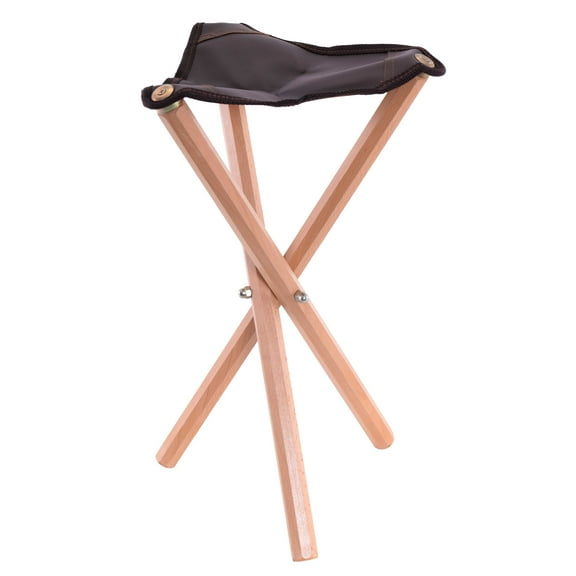 US Art Supply Portable Three Leg Wood Artist Folding Stool with Saddle Leather Seat