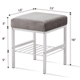 thumbnail image 2 of Tcbosik 13 inch Square Vanity Stool with Shelf, Velvet Upholstered Footrest with Metal Legs for Bedroom, Living Room, Space Saving, Grey, 2 of 6
