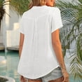 thumbnail image 6 of Women's Linen Shirts Summer Short Sleeved T-Shirts Casual Loose Cotton Linen Blouses Solid Color V-Neck Pullover Tops, 6 of 6