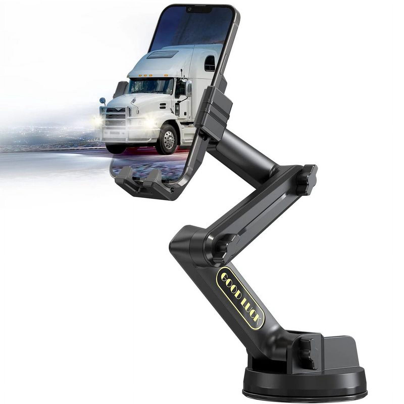 Truck phone holder mount heavy duty cell phone holder for dashboard windshield 16.9 inch long arm, super suction cup & Stable