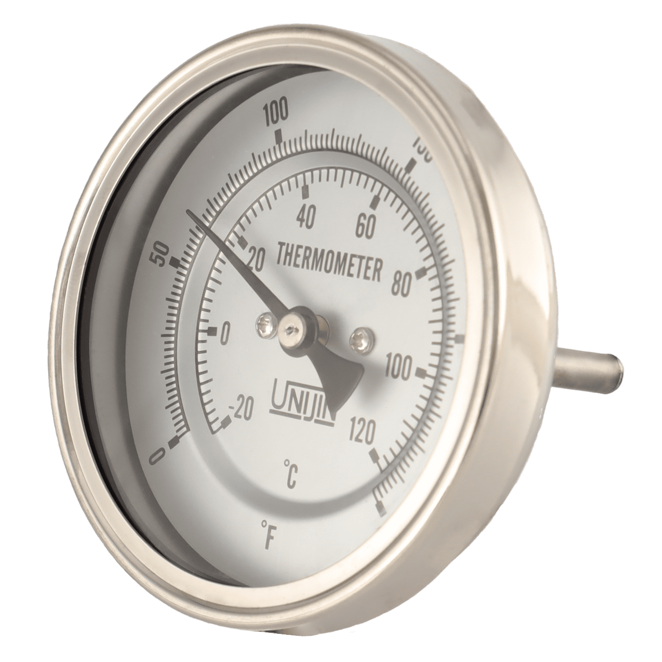 UNIJIN Dial Thermometer T110 Series Oil Filled Back Mount Size 1/4