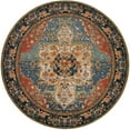 thumbnail image 5 of Unique Loom Outdoor Traditional Collection Area Rug - Antiquity (7' 10" Round Navy Blue and Rust Red/Navy Blue), 5 of 8