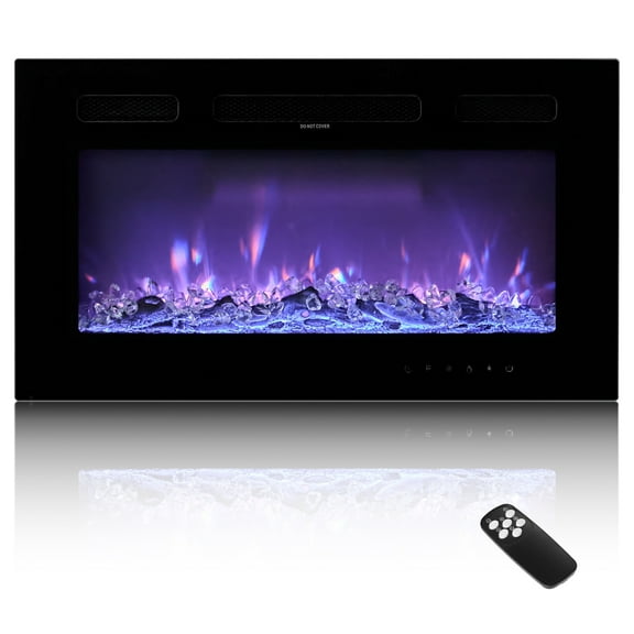 VEVOR 42 inch Electric Fireplace, Wall Mounted Recessed Fire Place with Remote Control, Timer, 1500W, Adjustable Flame Color Brightness, Touch Screen, Overheat Protection, for Living Room,Bedroom
