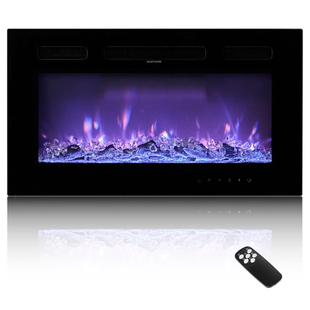 VEVOR 30 inch Electric Fireplace Wall Mounted Recessed with Remote Control 1500W