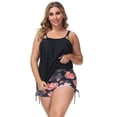 thumbnail image 2 of Hanna Nikole Women's Plus Size Striped Printed Strappy Tankini Swimsuits with Boyshort Two Piece Bathing Suit, 2 of 8