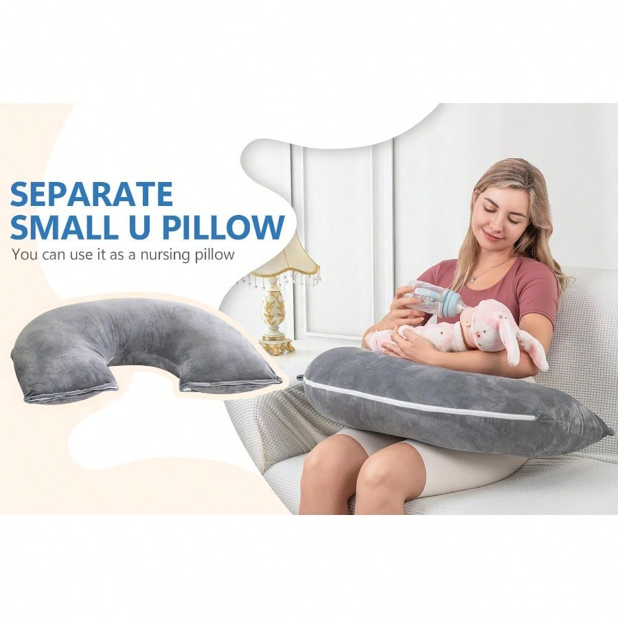 Pregnancy Pillows Detachable Body Pillow For Sleeping Nurse Relax MultiUse Pregnancy Pillows For Pregnant Women Grey