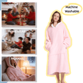 thumbnail image 3 of ABOYIART Unisex  Wearable Hoodie Blanket, Oversized Ultra Soft Flannel, Large Pockets, Warm Winter Christmas Gift, Cozy Loungewear (Pink, Long Available), 3 of 7