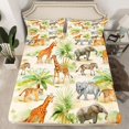 thumbnail image 2 of Feelyou Giraffe Elephant Tiger Bed Sheets, Kawaii Zebra King Sheets, Jungle Wildlife Animal Sheet Set, Luxury Bedroom Decor, 4-Piece, 2 of 7