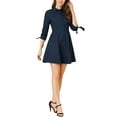 thumbnail image 5 of INSPIRE CHIC Women's Collar 3/4 Sleeves Button Down Cotton Skater Shirt Dresses, 5 of 6