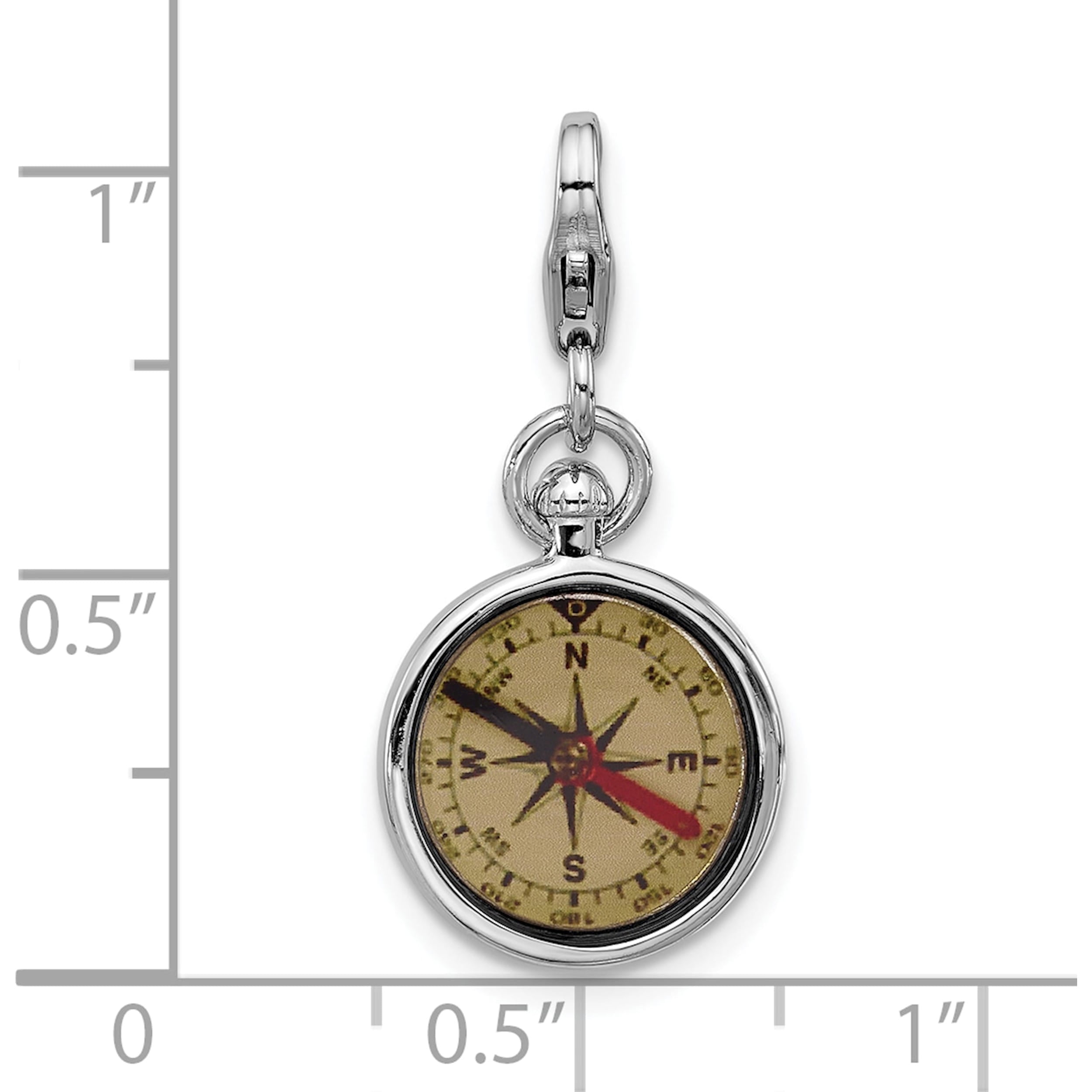 Sterling Silver Ss Amore La Vita Rhodium-Pl Enamel Reversible 3-D Compass Charm (Width 13.4) (Length 27.8) - Jbsp