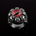 thumbnail image 3 of PAMTIER Men's Stainless Steel Vintage Gothic Punk Ghost Skull Head Evil Eye Biker Ring with Pink Gemstone Demon Hell Skeleton Silver Size 7, 3 of 5