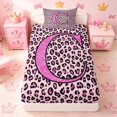 thumbnail image 4 of meiyoeat Glitter Leopard Print Letter C Twin Sheet Sets, Girls Teens, Pink Sparkle Monogrammed Bedding, 3pcs, 1 Flat Sheet, 1 Fitted Sheet and 1 Pillowcase, 4 of 6