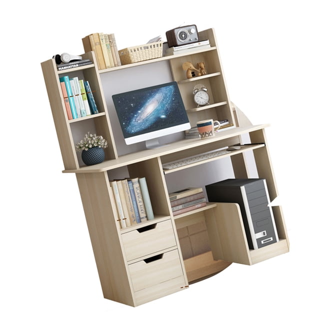 Bureau d'Ordinateur à Domicile, Table d'Étude de Rangement Polyvalente et Pratique, Aspect Simple pour Chambre