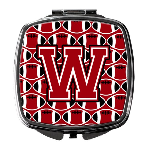 Letter W Football Red Black and White Compact Mirror CJ1073-WSCM