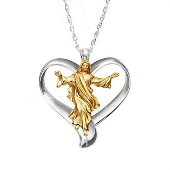 Jesus Christ On a Heart Christian Necklace Pendant Jewelry-295-JC