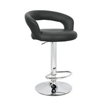 Modern Home Halo "Leather" Contemporary Adjustable Height Counter/Bar Stool (Black Licorice)