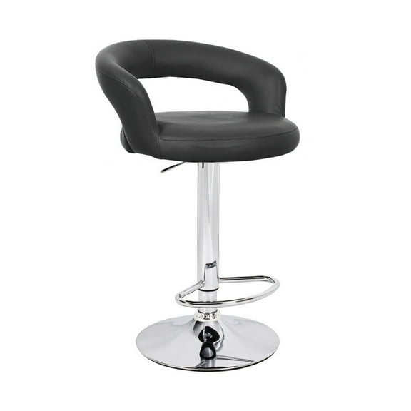 Modern Home Halo "Leather" Contemporary Adjustable Height Counter/Bar Stool (Black Licorice)