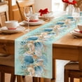 thumbnail image 5 of Beach Coastal Teal Cotton Linen Table Runner for Dining Kitchen, Nautical Shell Starfish Coral Summer Wedding Outdoor Party Tablerunners, Dresser Scarf Coffee Tablecloth Runners 13x108 Inches, 5 of 9