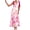 Fuchsia Pink, variant on Women's Printed V Neck Tie Shoulder Midi Cami Dress Ruched Bodice 100% Polyester Soft Flowy Comfort Machine washable