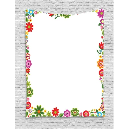 - Kids Party Tapestry, Flourishing Flowers Border Ornaments Fantasy Garden Butterflies Joy Fun Nature, Wall Hanging for Bedroom Living Room Dorm Decor, 40W X 60L Inches, Multicolor, by Ambesonne