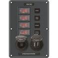 thumbnail image 2 of 9" Gray Functional Blue Sea 4321 Circuit Breaker Switch Panel 4 Position with 12 Sockets, 2 of 3