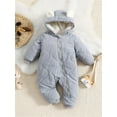 thumbnail image 3 of WIBACKER 3-24M Infant Hooded Thick Romper Long Sleeve Zipper Fleece Warm Winter Coat for Baby Toddler Boys Girls, 3 of 9