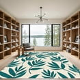 thumbnail image 2 of ODIKA 8'x10' Machine Washable Non-Slip Area Rug, Verdant Frond Cascade Design Teal Accents High Traffic Rug with Pad, Ivory, 905914, 2 of 8