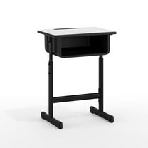 Student Desk with Adjustable Height Pedestal Base and Grey Laminated Top