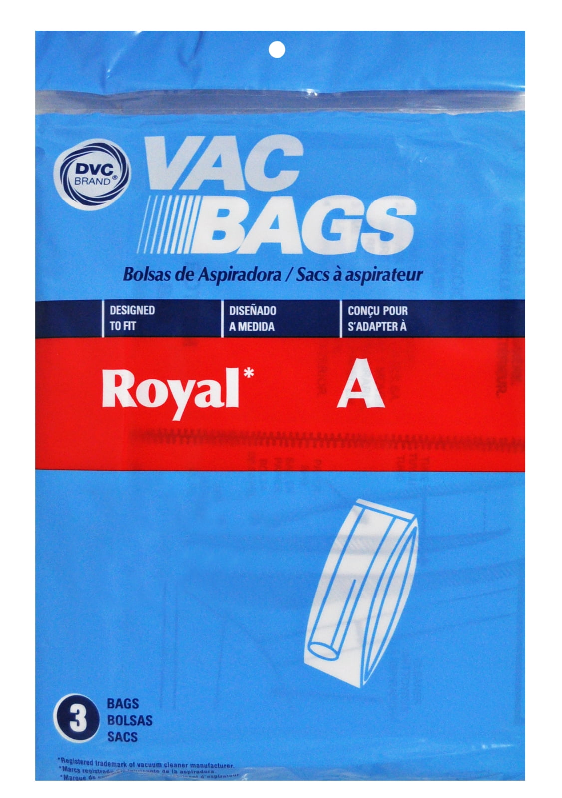DVC Replacement Brand, Designed to Fit Royal Metal Upright Vacuum Cleaners Using Type A Bags, 3