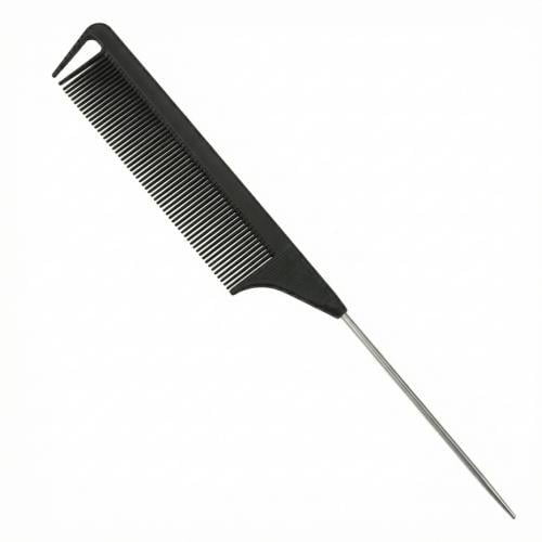 Heat Resistant Carbon Fiber Hair Rat Tail Comb, Stainless Steel Pintail, Fine Tooth Teasing Comb for Detangling and Parting, Hair Pick for Professional Styling