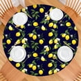 thumbnail image 2 of Yellow Lemon Fruits DarkBlue Pattern Round Fitted Tablecloth with Elastic Edge,Dining Table Cover Waterproof,Outdoor Round Tablecloth for Camping,Dining,Indoor and Outdoor, 2 of 7