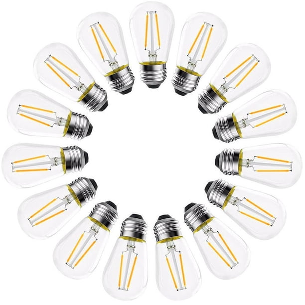 Led S14 De Repuesto E26 2W Edison Para Luces De Cadena Al Aire Libre 15 Bombillas Guardurnaity HA046494-02