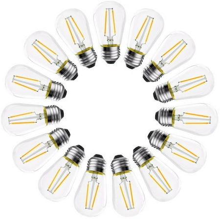 

DTOWER 15 Pack LED S14 Replacement Light Bulbs E26 2W Edison Bulbs for Outdoor String Lights