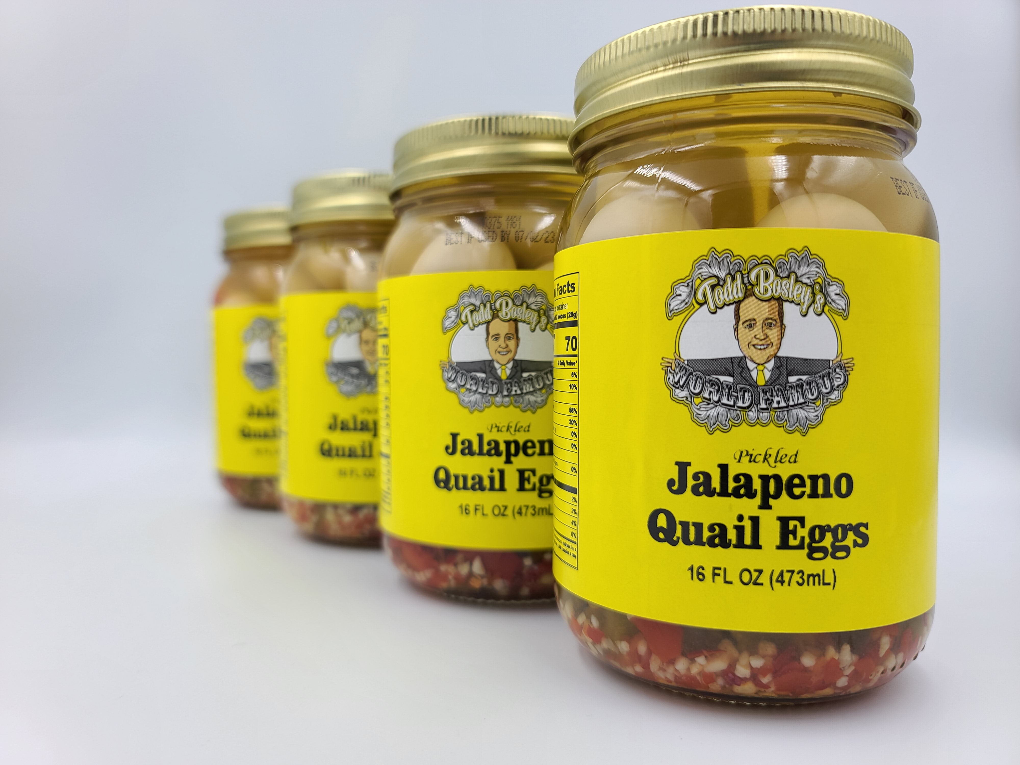 4 Pack Of Todd Bosley's World Famous Pickled Jalapeno Quail Eggs