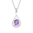 thumbnail image 1 of Collar con colgante de cristal morado plateado JAMW Sencillez, 1 of 5