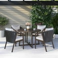 thumbnail image 1 of Ensemble à dîner extérieur en acier 5 pièces pour patio Laval Better Homes & Gardens avec coussins, brun, 1 of 9
