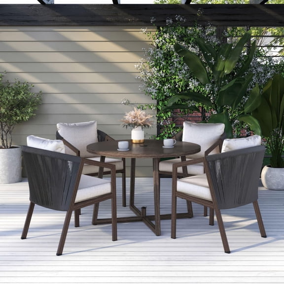 Better Homes & Gardens Laval 5-Piece Steel Outdoor Patio Dining Set with Cushions, Brown