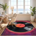 thumbnail image 3 of Design&I 8'x10' Washable Area Rug Wet Vinyl Cd Record Music Retro Groovy Swirl Border Tapete Redondo for Living Room, Family Extra Large Skid-Resistant Low Profile, 3 of 7