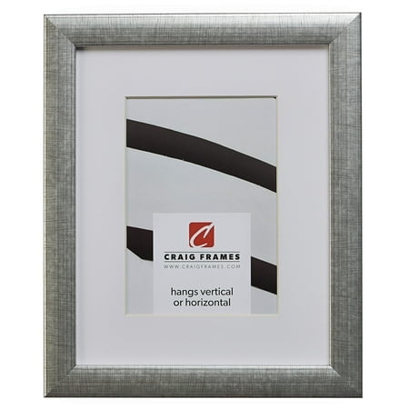 Craig Frames 23247944 14 x 18 Inch Scratched Silver Picture Frame Matted to Display a 10 x 13 Inch Photo