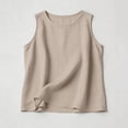 thumbnail image 5 of QIUOMBBP Loose Fit Casual Tank Tops for Girls Trendy Sleeveless Crewneck Summer Tanks Beach Vacation Cooling Blouses Khaki 4 Years, 5 of 9