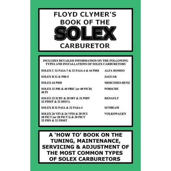 Floyd Clymer's Book of the Solex Carburetor (Paperback)